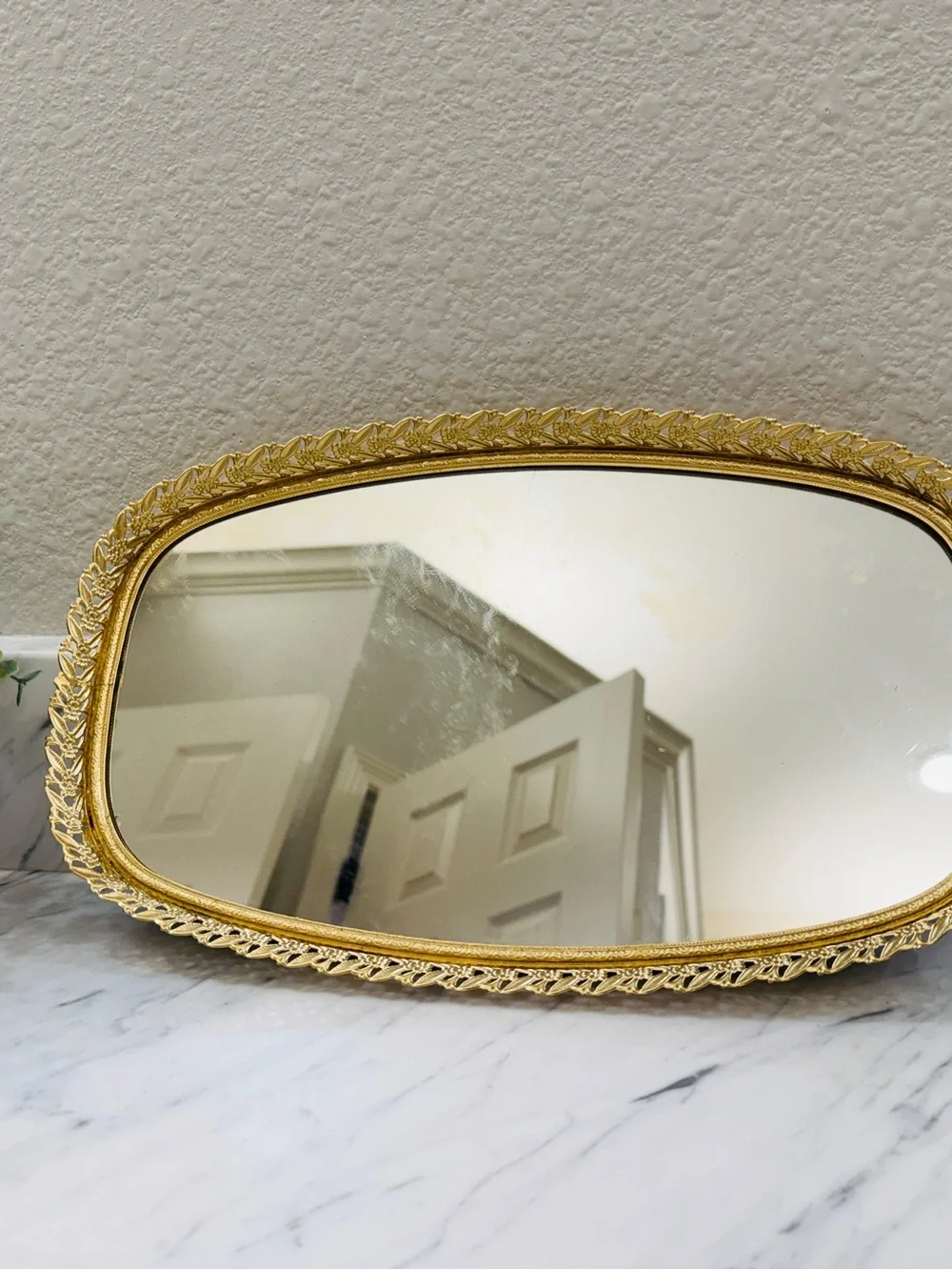 Vintage Hollywood Regency Vanity Mirror/Tray